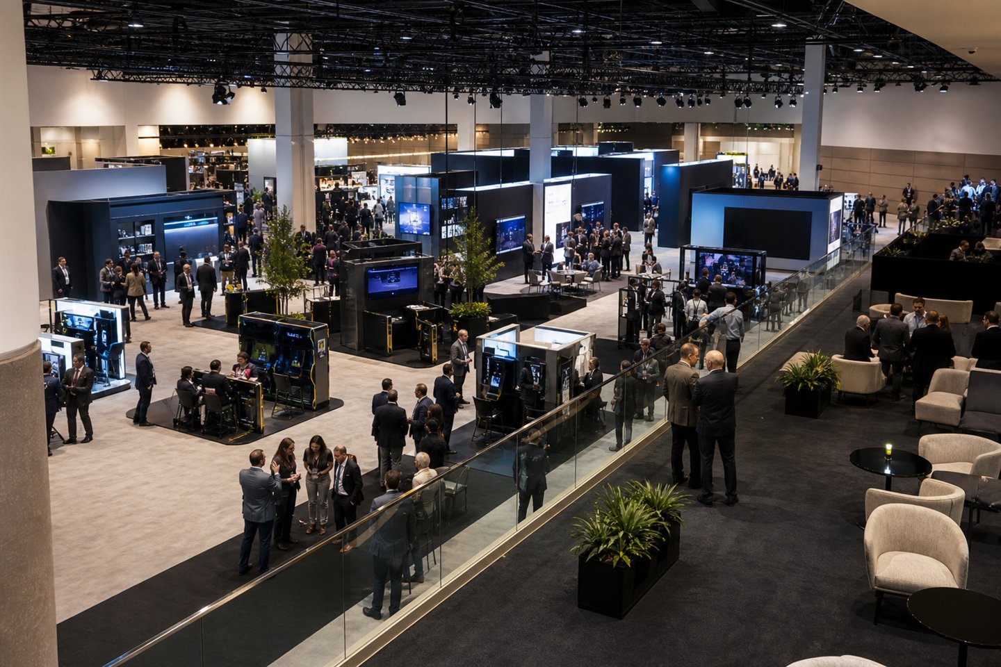 Large unbranded casino industry trade exhibition